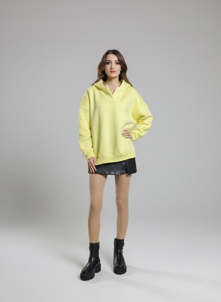 Sarı Kapüşonlu Sweatshirt