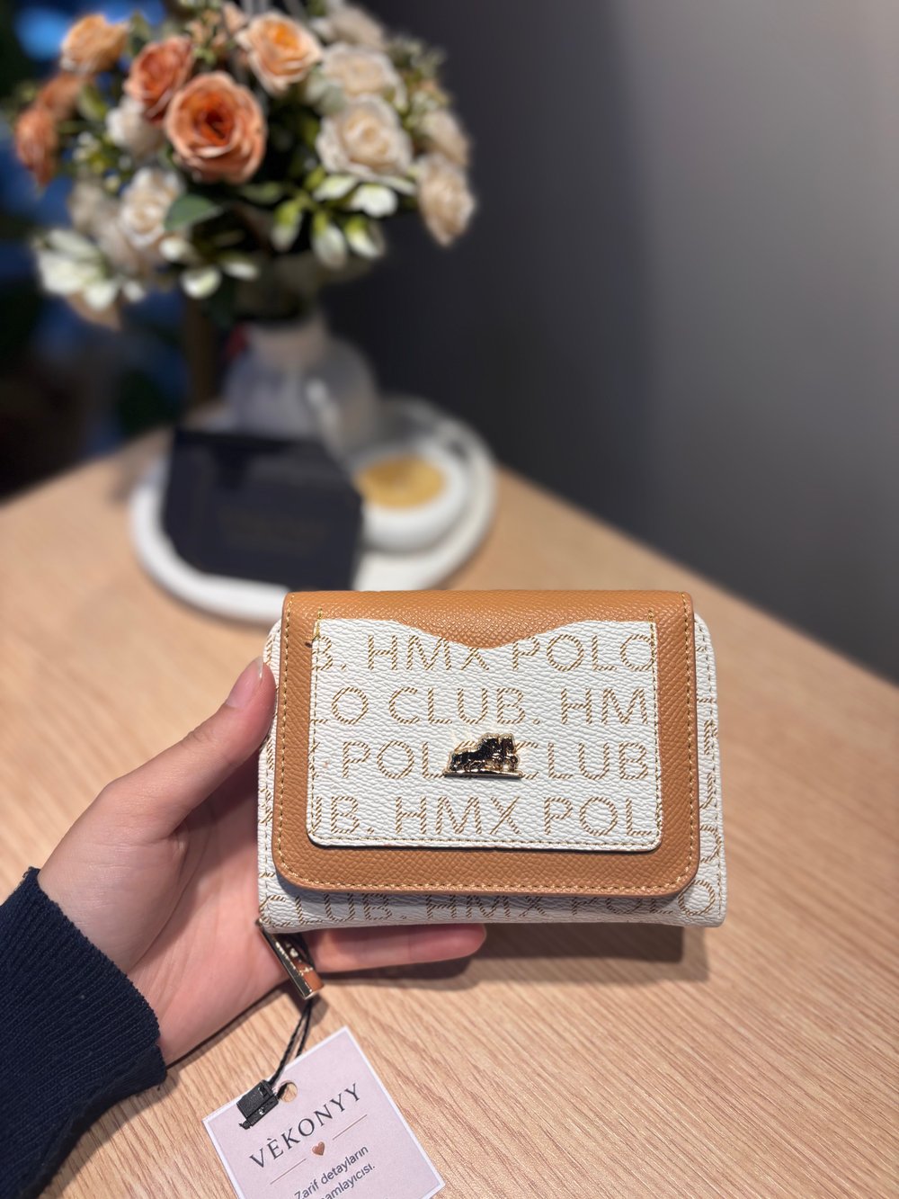 HMX Polo Cüzdan Beyaz-Taba