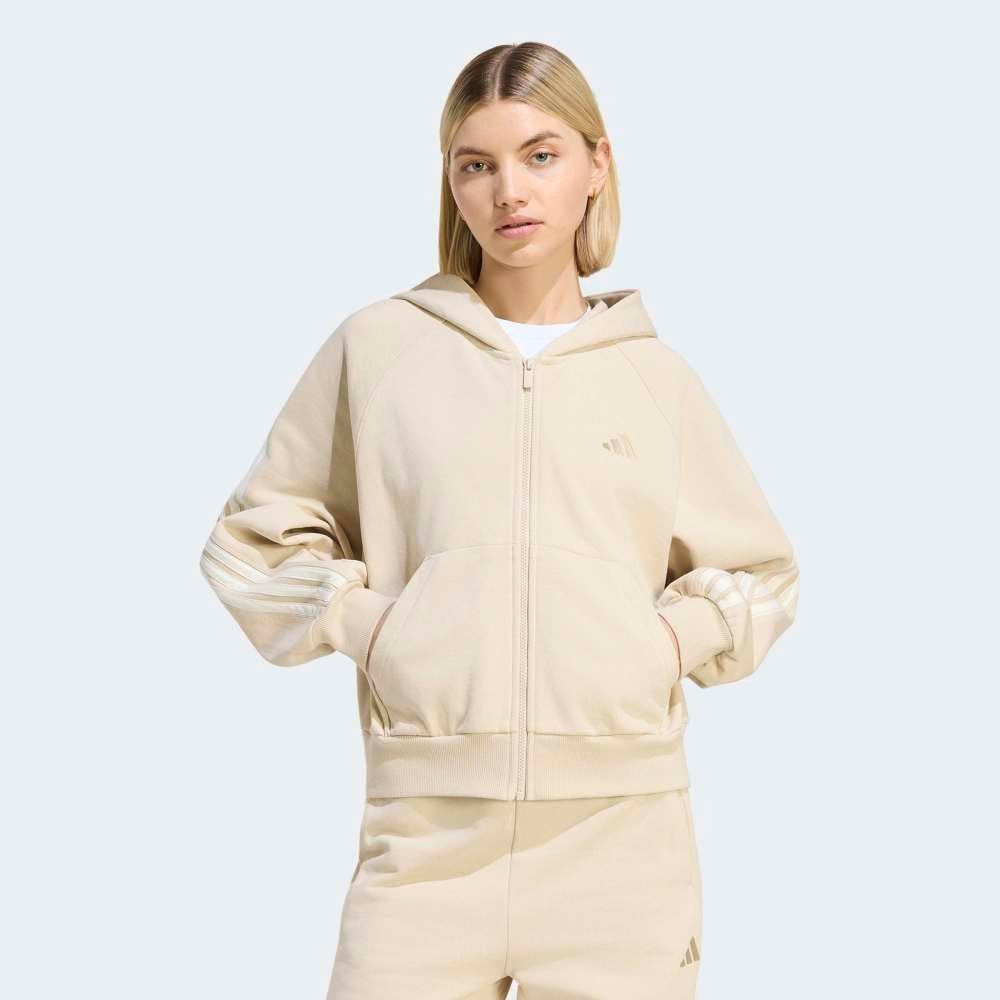 adidas Kit 3-Stripes Tam Boy Fermuarli Kapüşonlu Üst