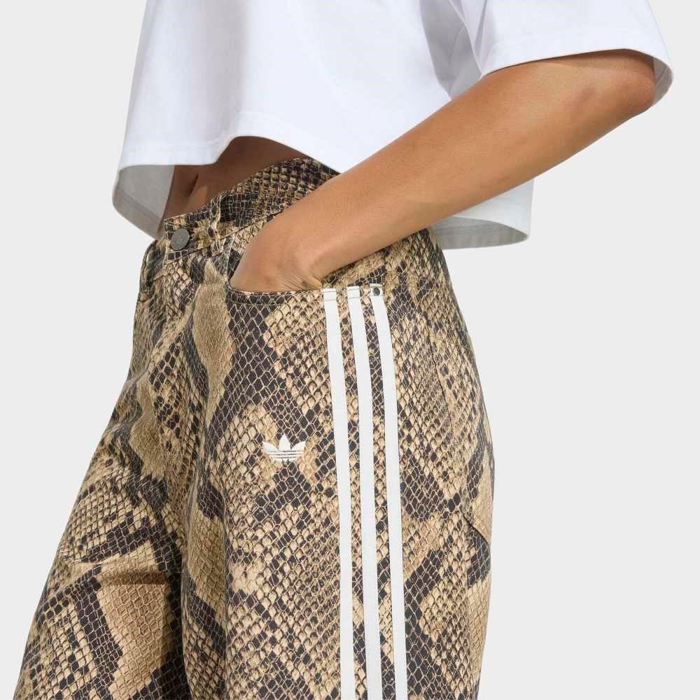 Snake Print Denim Loose Pantolon