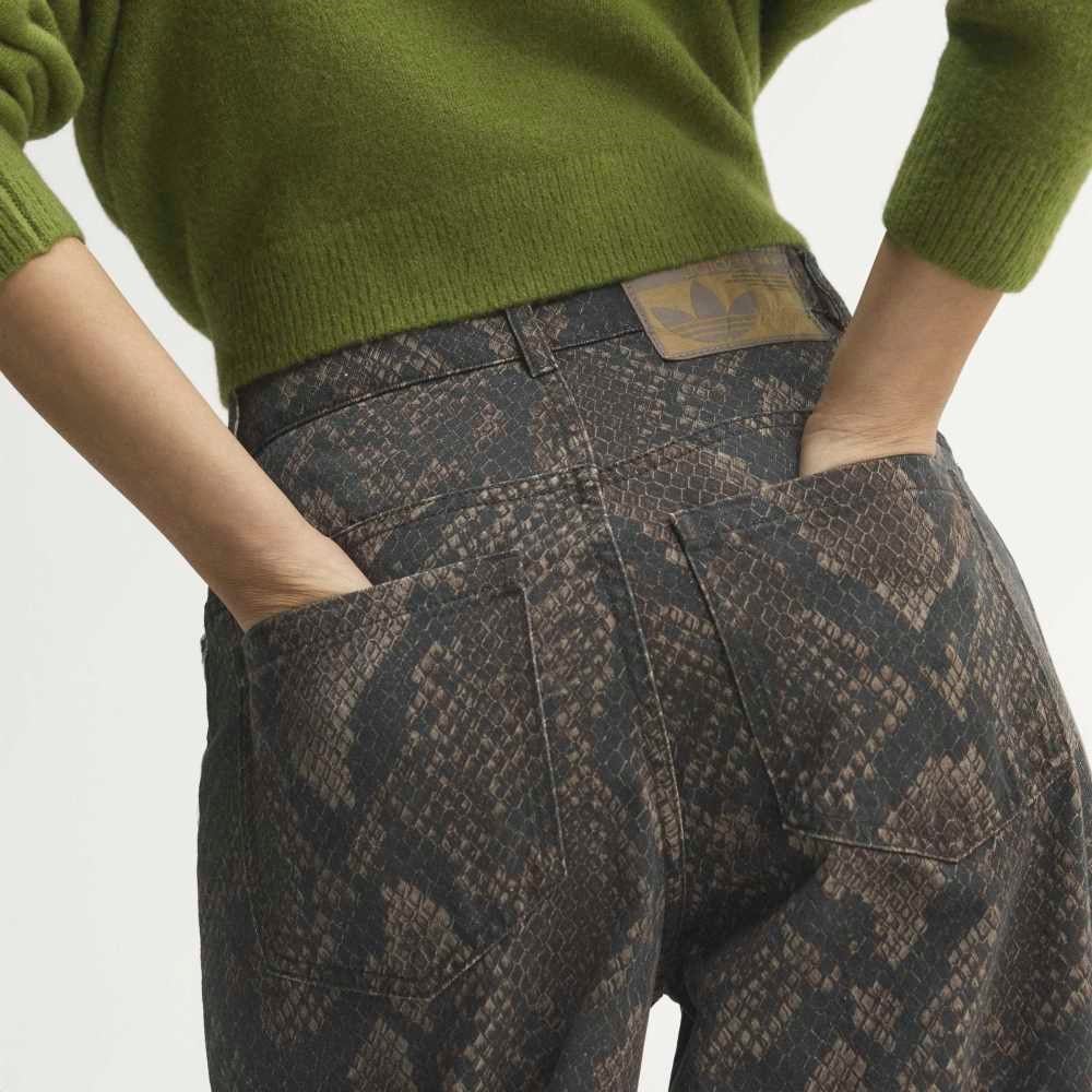 Snake Print Denim Loose Pantolon