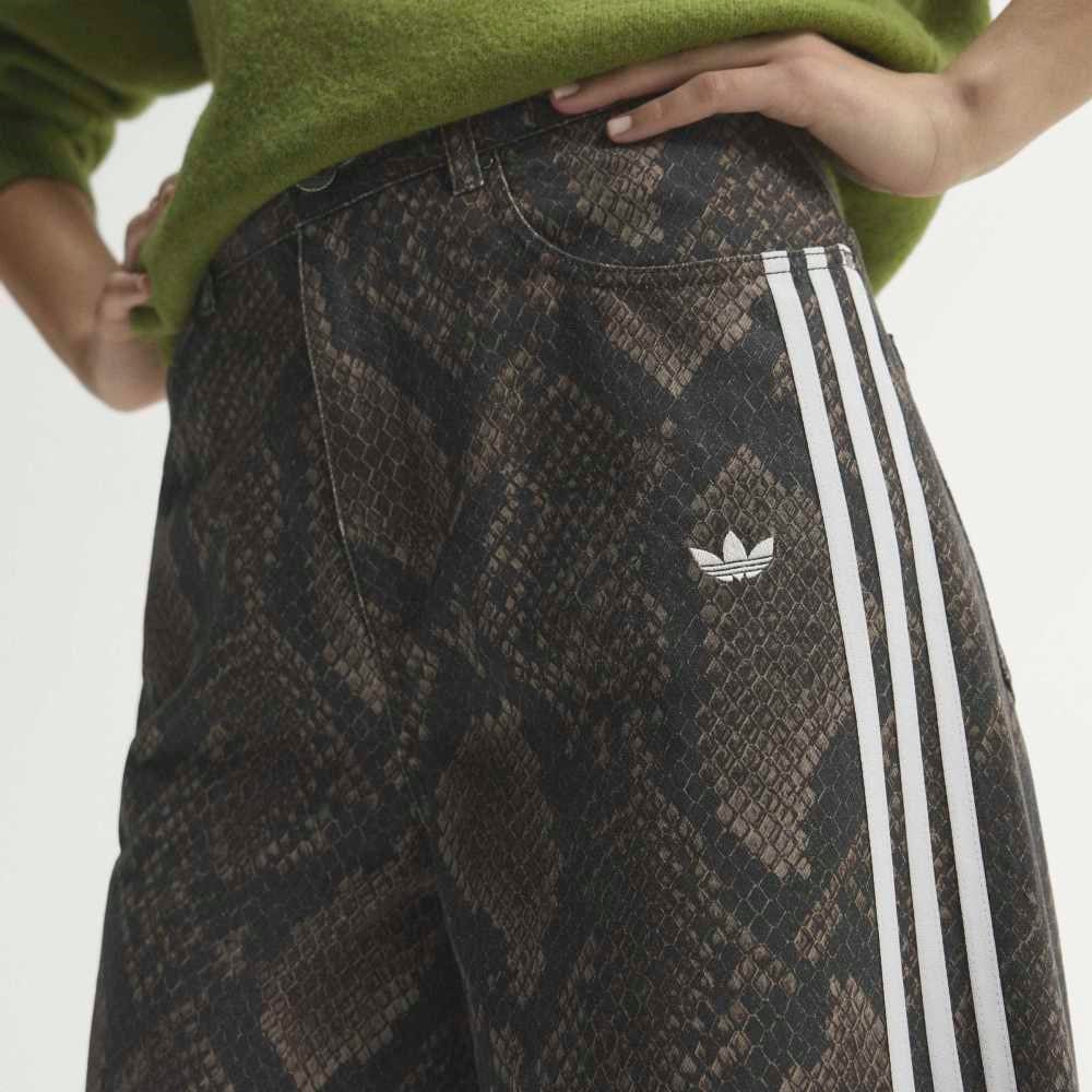 Snake Print Denim Loose Pantolon