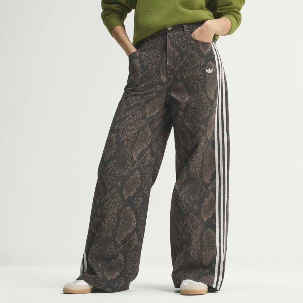 Snake Print Denim Loose Pantolon