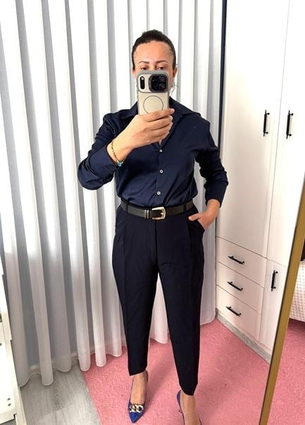 SATEN GÖMLEK LACİVERT