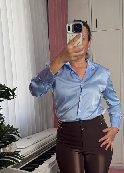 SATEN GÖMLEK MAVİ