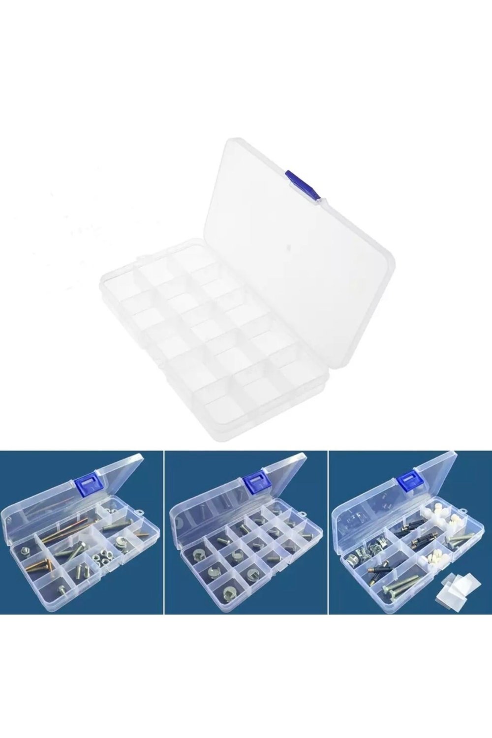 15 Bölmeli Ayarlanabilir Plastik Organizer Kutu Dikiş Kutusu Takı Kutusu Düzenleyici Kutu