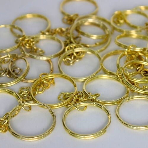 50 Adet Toptan Fiyatına Zincirli Yuvarlak 2.5cm Anahtarlık Halkası Ve Takı Kancası 1.kalite Gold Renk – Anahtarlık