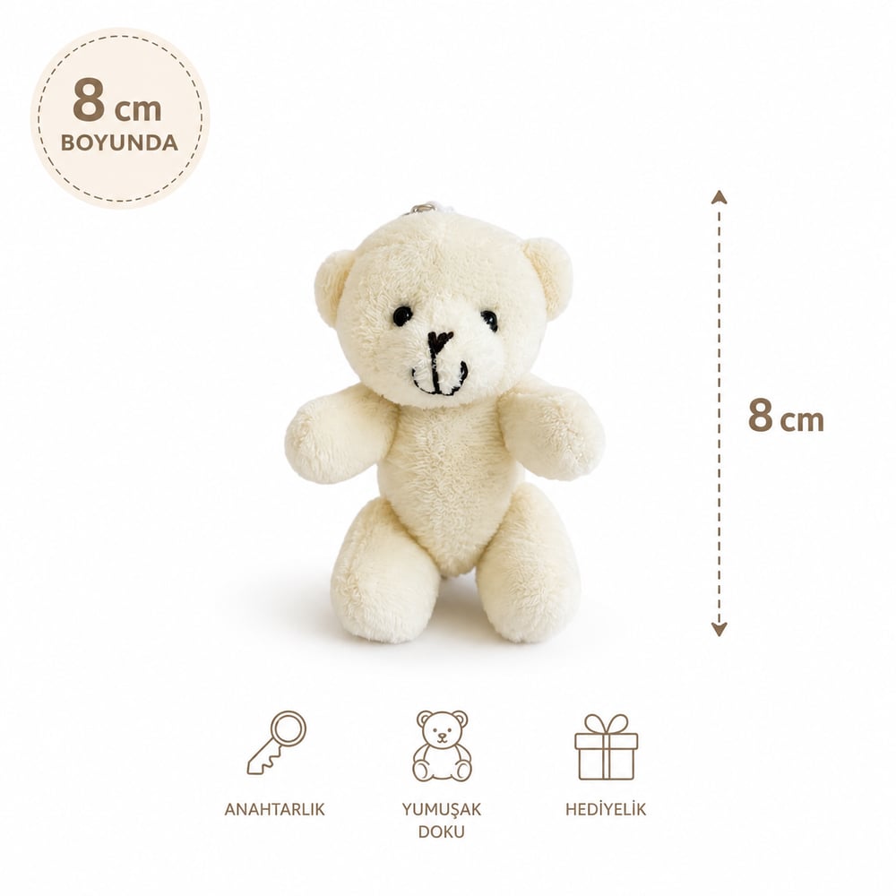 8 cm Peluş Ayıcık Anahtarlık Yumuşak Oyuncak Ayı Anahtarlık Çanta Süsü Hediyelik