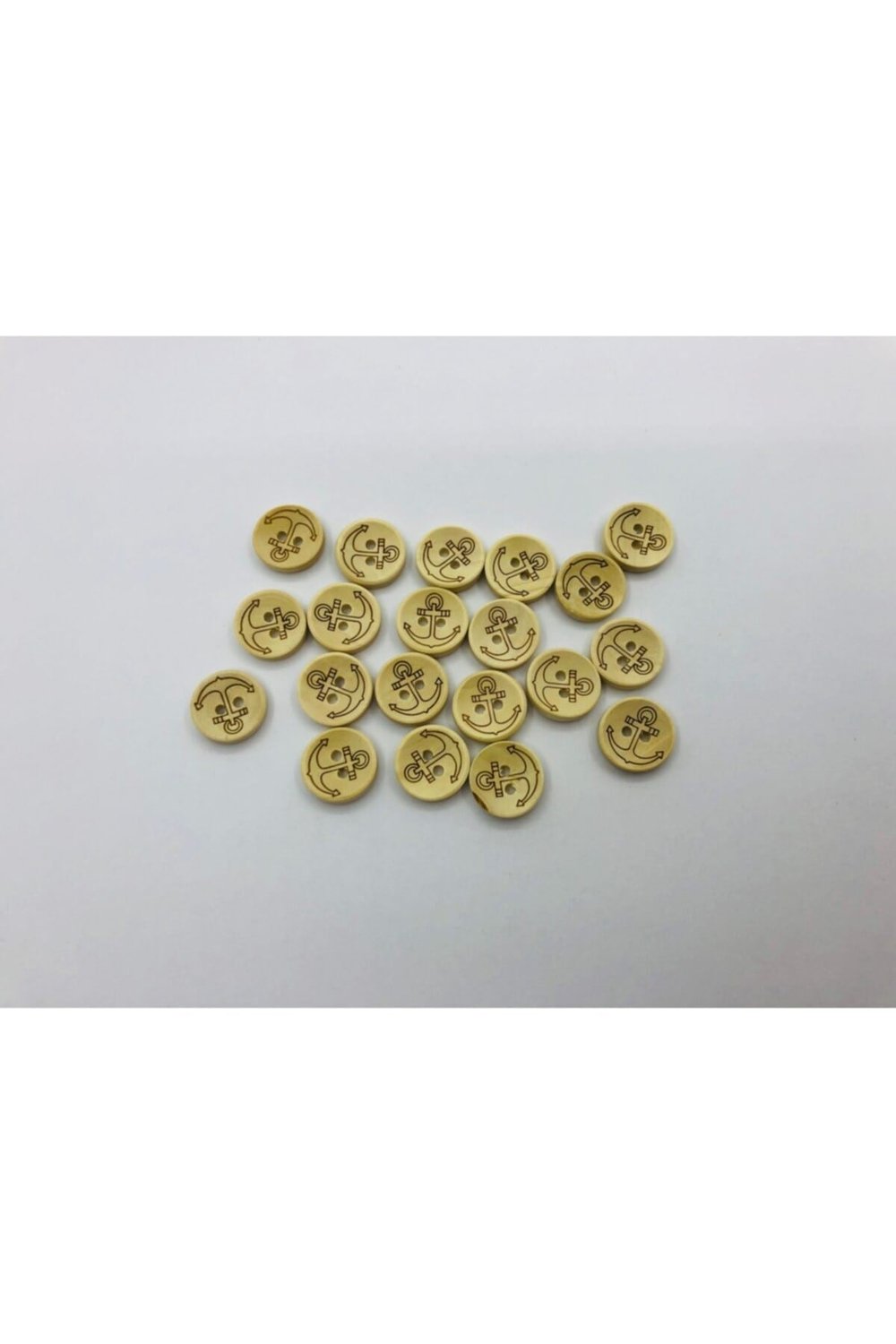 Ahşap Çapa Çizimli Düğme 1.5 Cm 20 Adet
