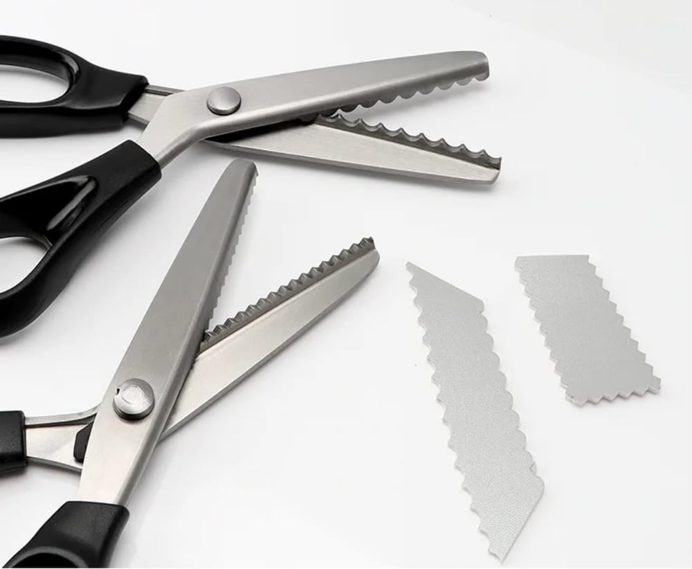 Dalgalı Kesim Sürfile Makası, Paslanmaz Çelik - Dekoratif Kenar Makası -Wavy Shears, Siyah Saplı