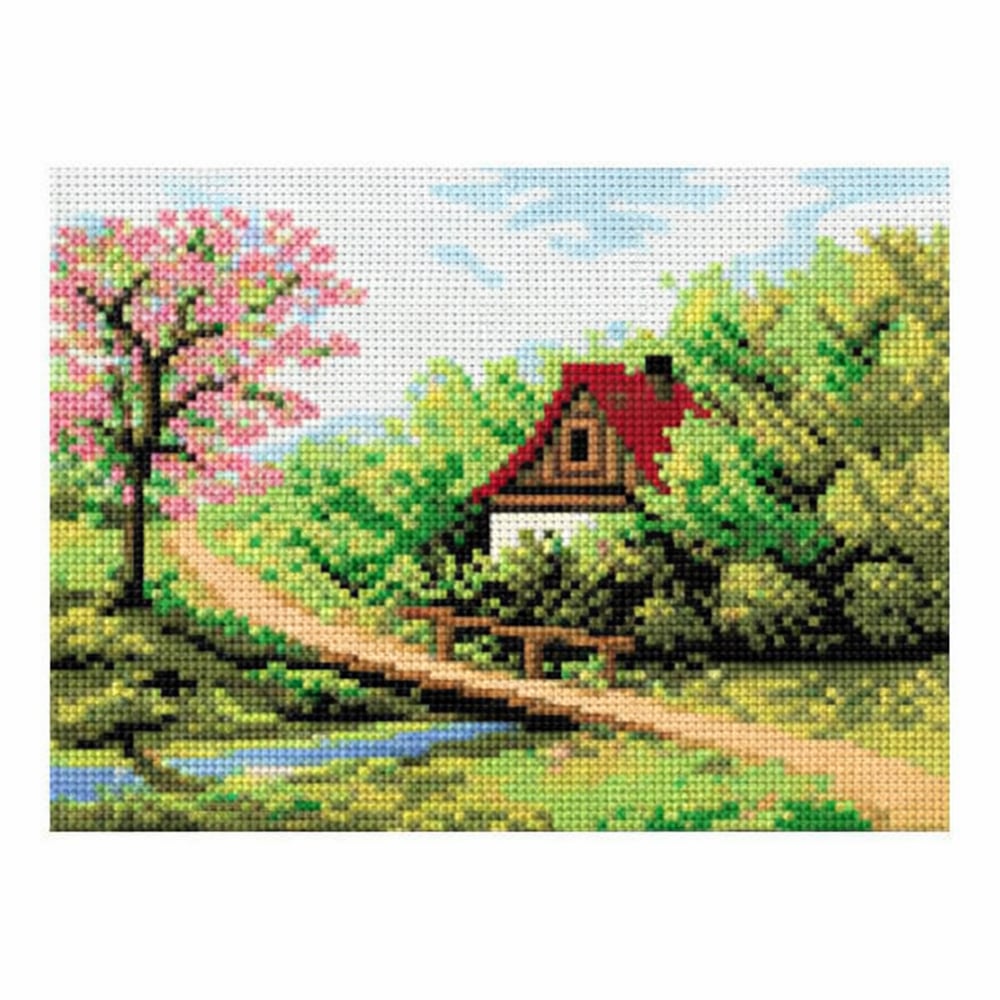 Desenli Kanaviçe Seti – El İşi Nakış Kiti, Renkli İpliklerle Tam Set 20x28