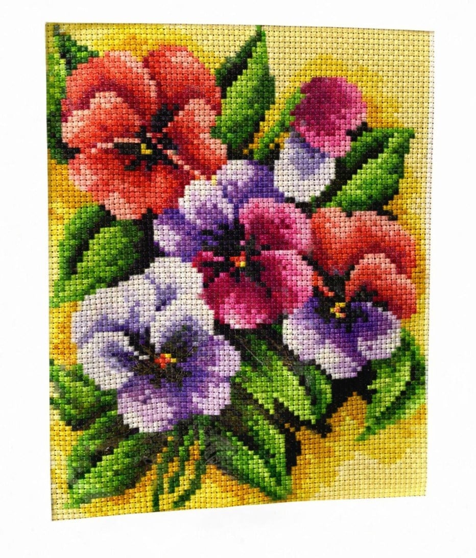 Desenli Kanaviçe Seti – El İşi Nakış Kiti, Renkli İpliklerle Tam Set 20x28