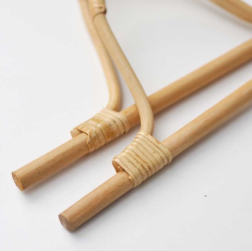Doğal Bambu Çanta Sapı – 2 Adet, 27x14 cm - Krem Renk