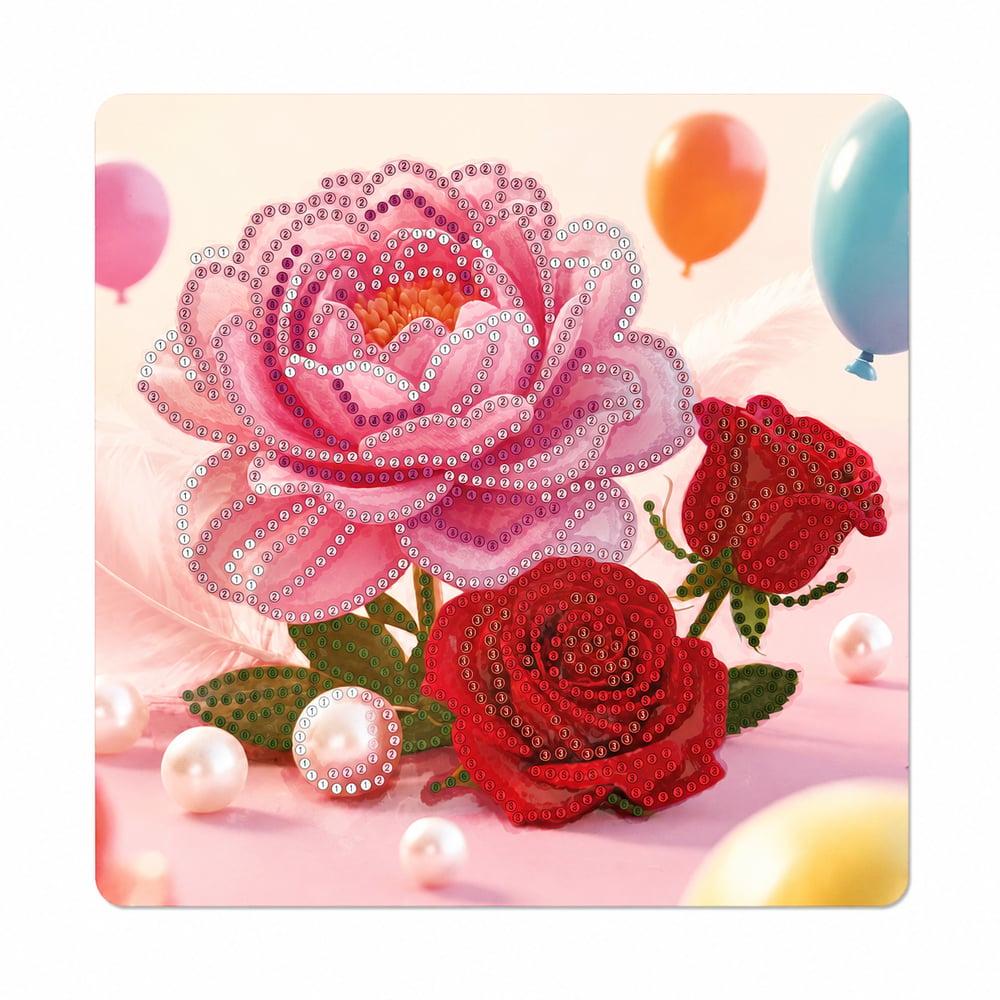 Hı Stone 5D Elmas Taş İşleme Kiti Tablo 20x20 cm Gül Desenli