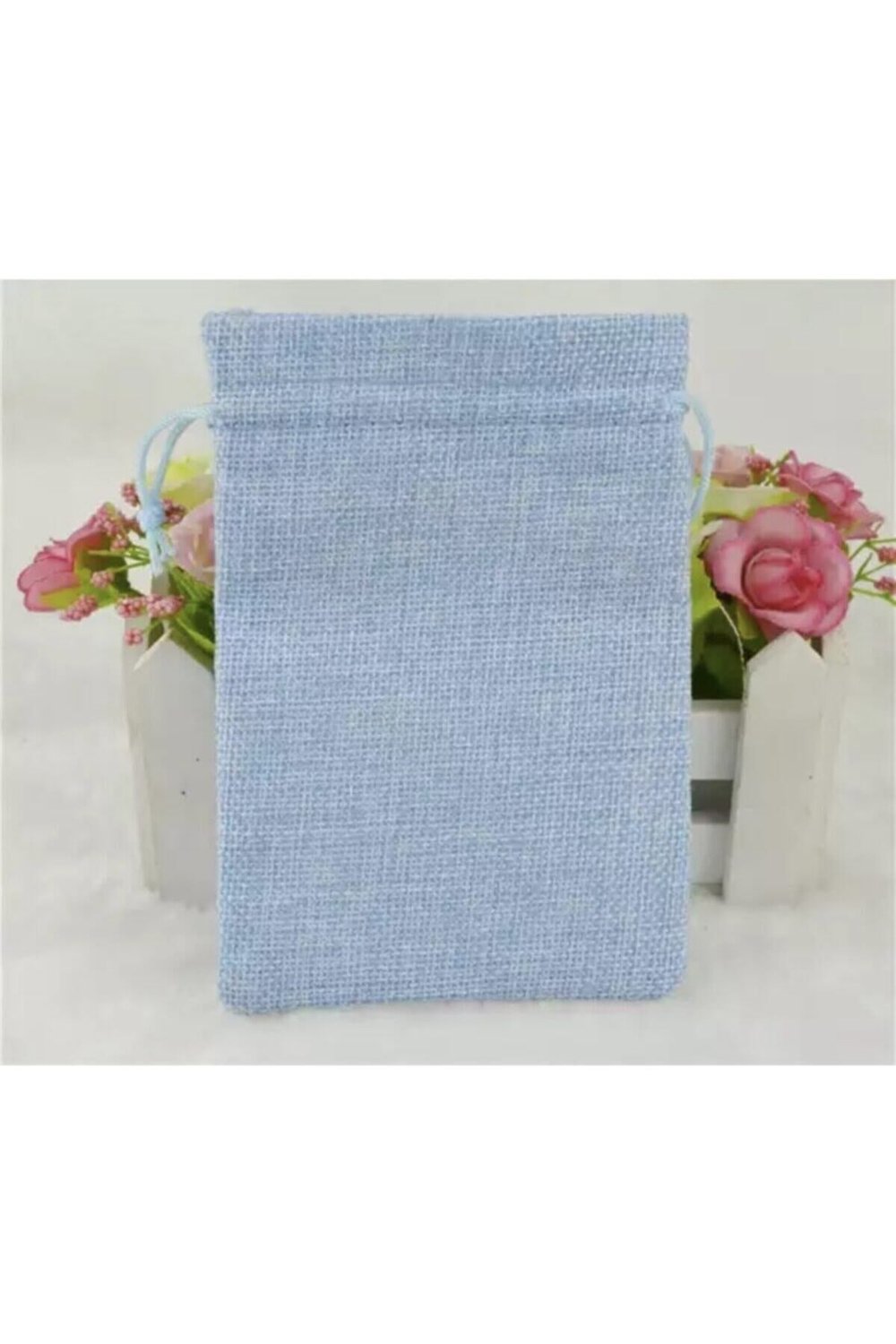 Kese Mavi Renk Jüt Kumaş 10x14 Cm 50 Adet
