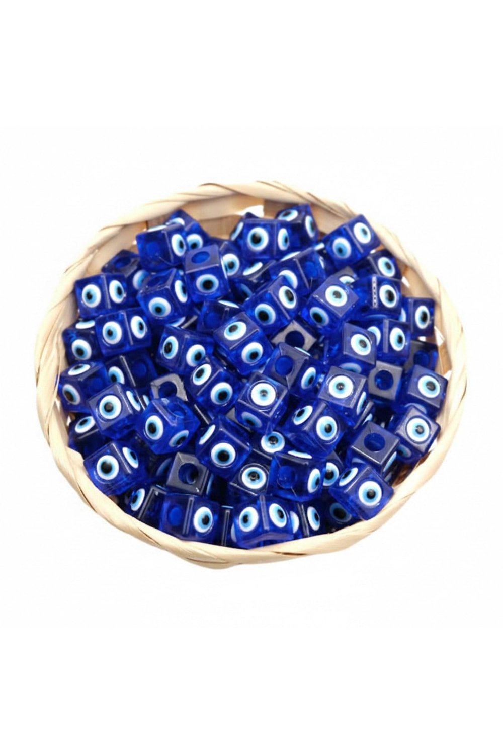 Küp Nazar Boncuğu 25x25 mm (10Adet ) lacivert Nazar Boncuğu