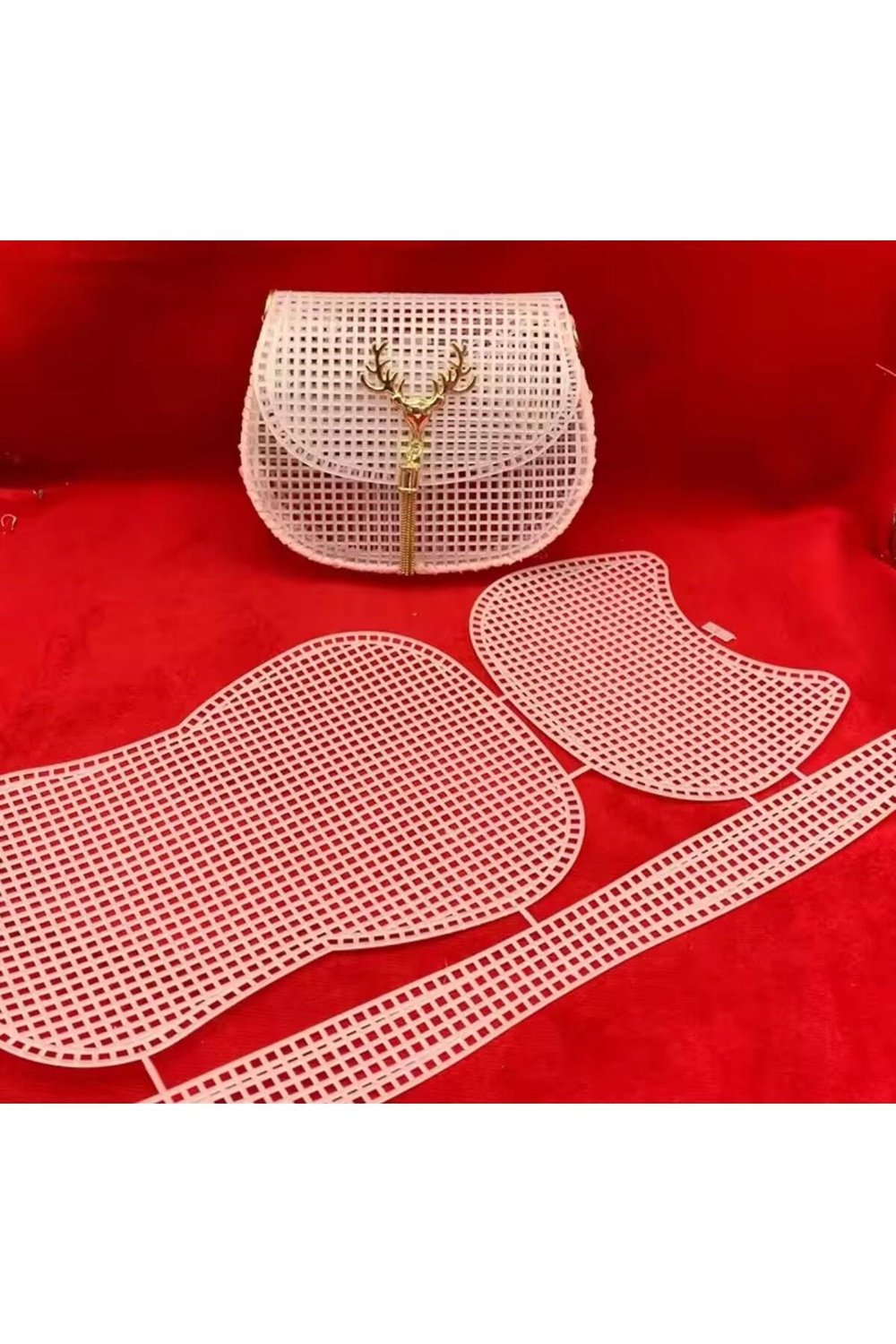 Plastik Çanta Kanvası, Cüzdan Kanvası, El Yapımı Çanta Handmade Çanta 42x16,5 Beyaz