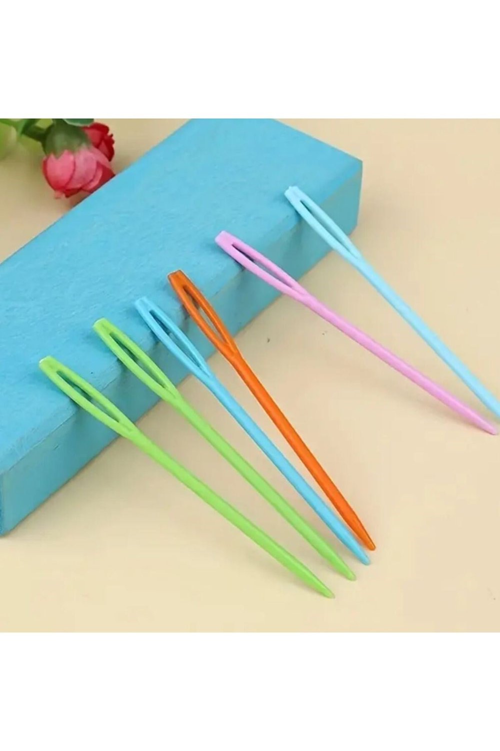 Renkli Plastik Yün İğnesi, Plastik Dikiş İğnesi, Plastik İğne 7 Cm 20 Adet
