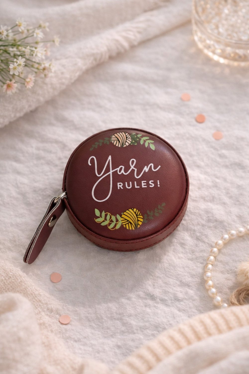 Romantik Garden Tasarım Mezura | Çiçek Baskılı Otomatik Ölçü Bandı | Terzi & Hobi Aksesuarı