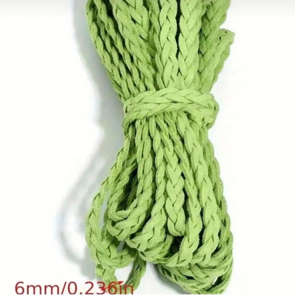 Süet Deri Örgü İp, 6mm , DIY El Yapımı Bileklik, Kolye Ipi Dekoratif Kordon (3 Metre)
