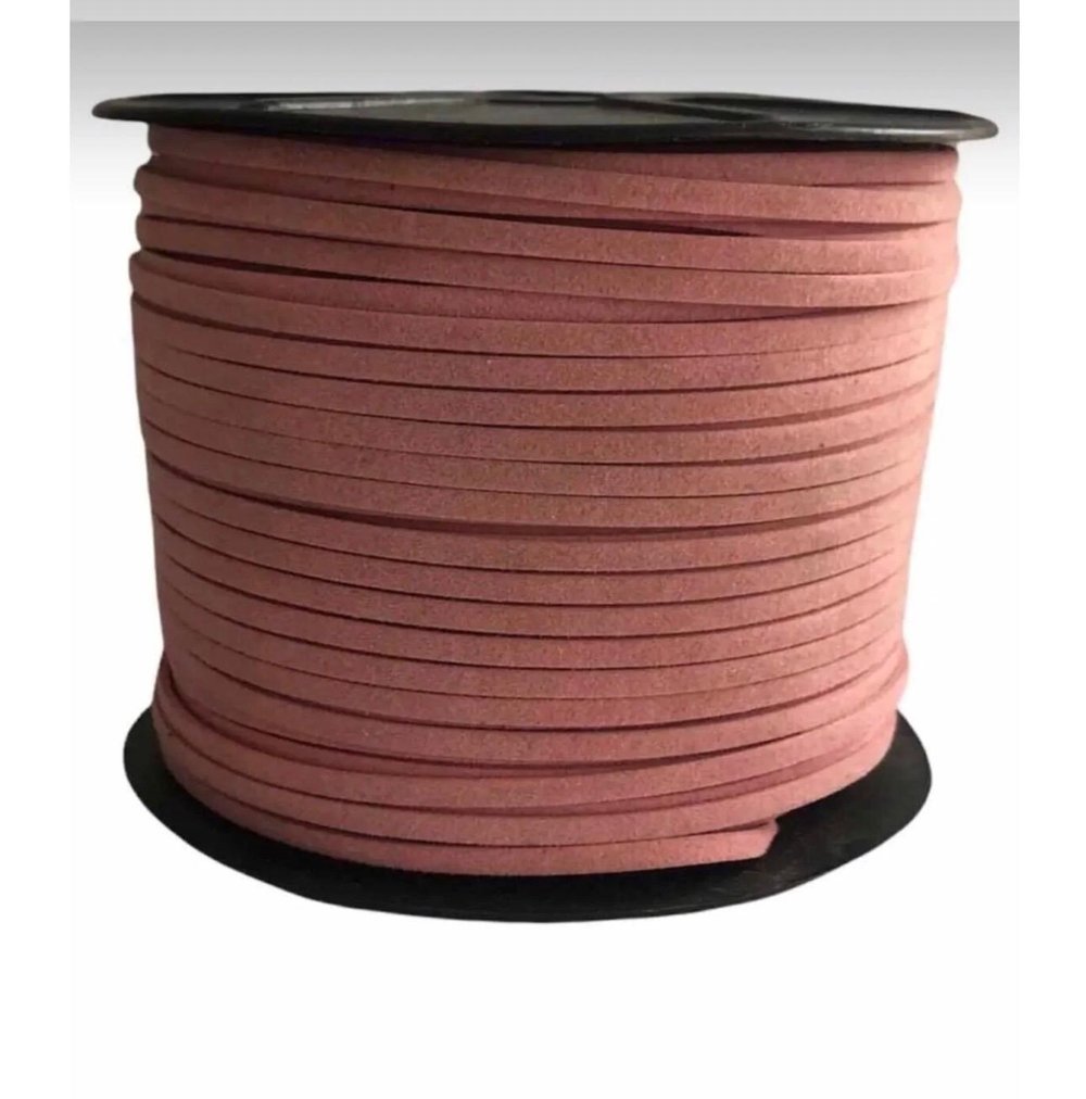 Süet Deri Şerit Ip, 3mm - Pudra Rengi, Tesbih, Bileklik, Kolye Ipi (3 Metre)