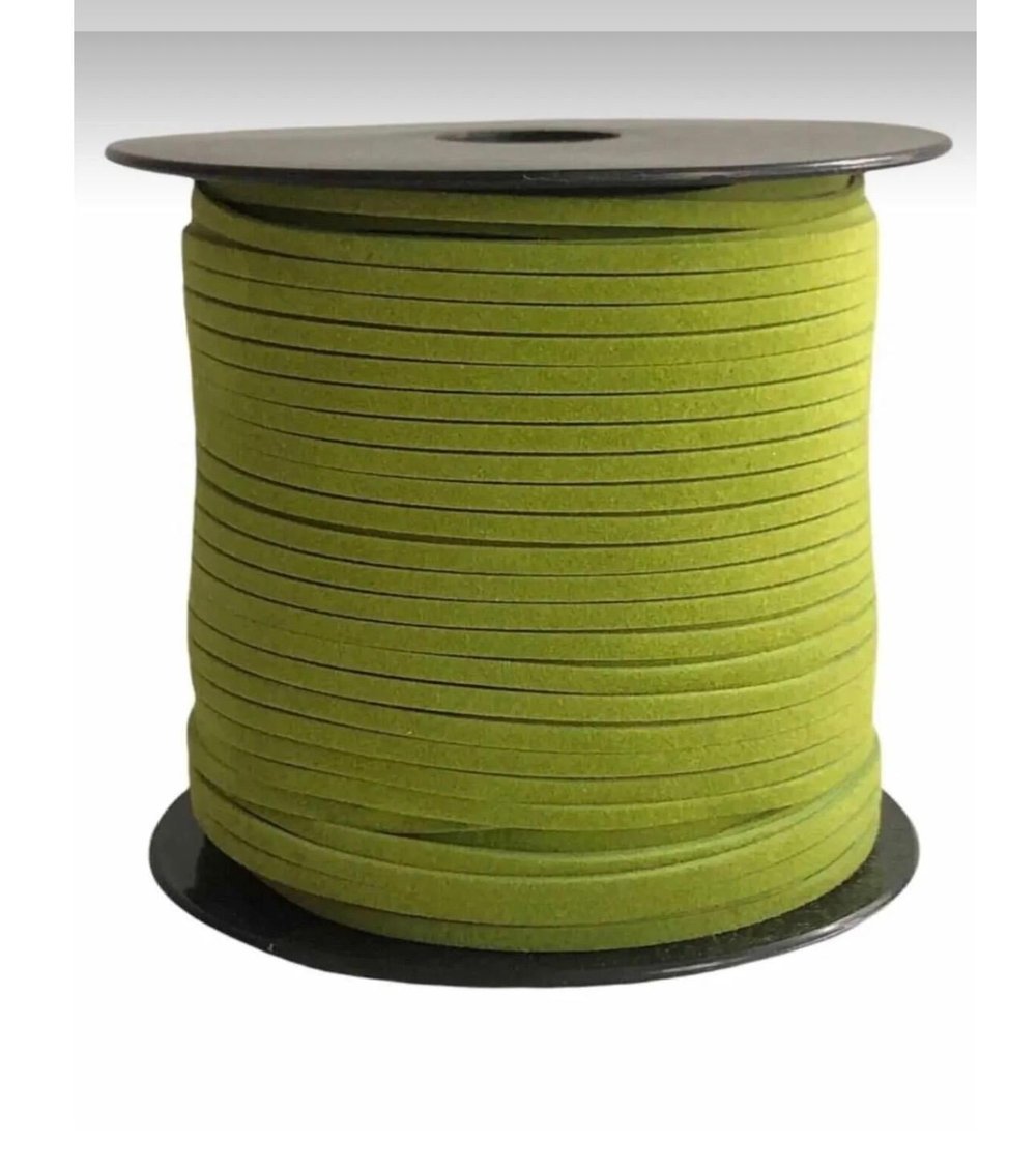 Süet Deri Şerit Ip, 3mm - Yeşil Rengi, Tesbih, Bileklik, Kolye Ipi (3 Metre)