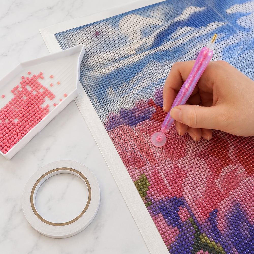 Taş İşleme Rulet Kalemi Seti 7 Farklı Değiştirilebilir Uçlu Taş İşleme Kalemi+BantHediyeli Diamond Painting Düzeltme Kalemi Değiştirilebilir Uçlu