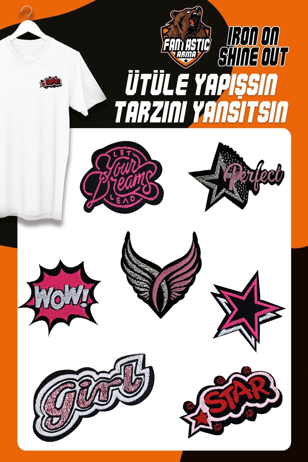 Ütü Ile Yapışan Dokuma Arma Seti Patch Yama Gırl Modeli