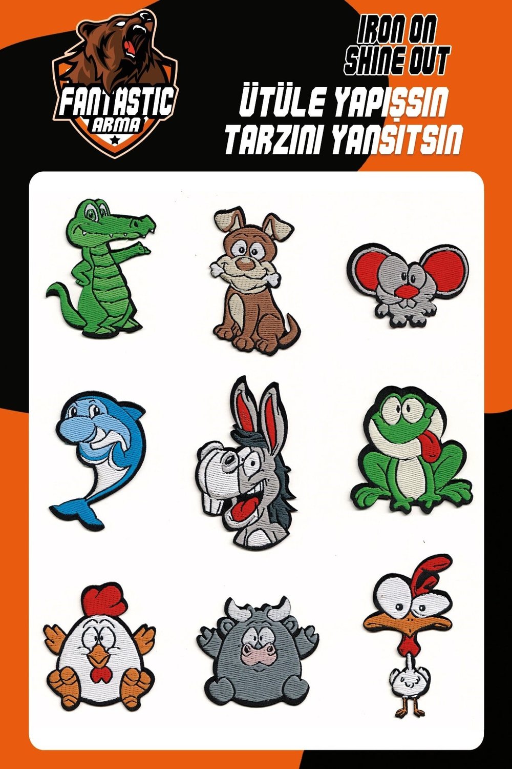 Ütü Ile Yapışan Dokuma Arma Seti Patch Yama Timsah, Eşek, Renkli Hayvanlar Modeli