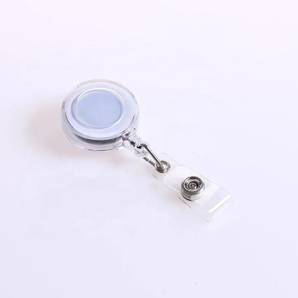 Yoyo Yaka Kartlığı 50 Adet Beyaz –  Retractable Badge Reel – Transparent, Metal Clip 50 Peaces White