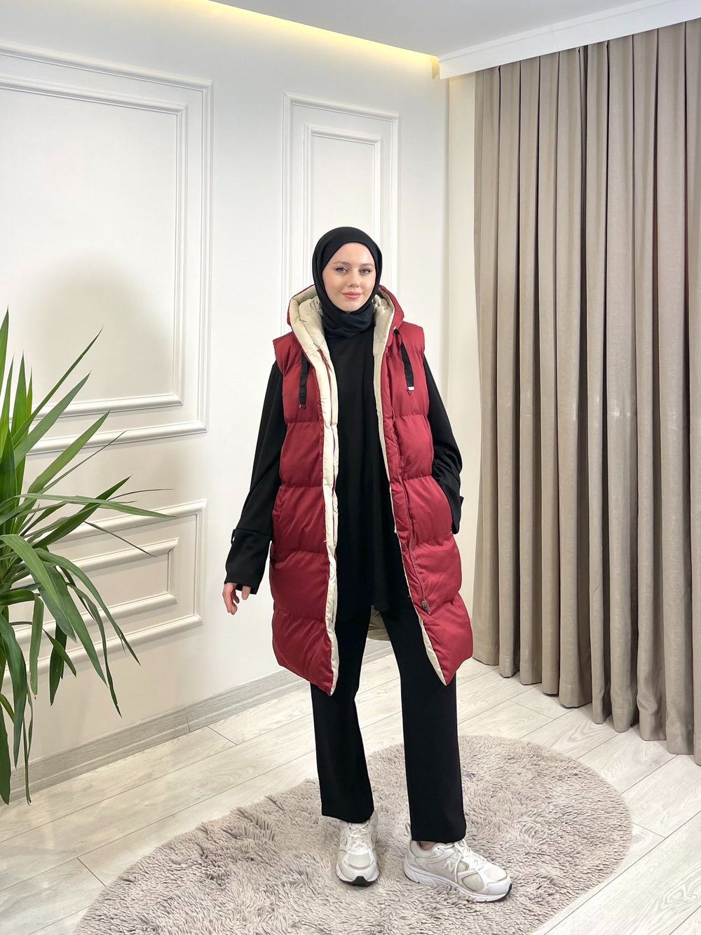 Kadın Çift Taraflı Yelek Bordo