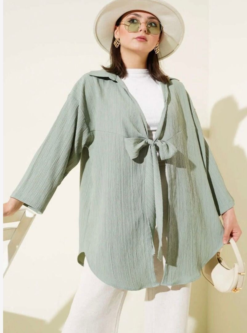 Kadın Ön Bağcıklı Kimono Haki