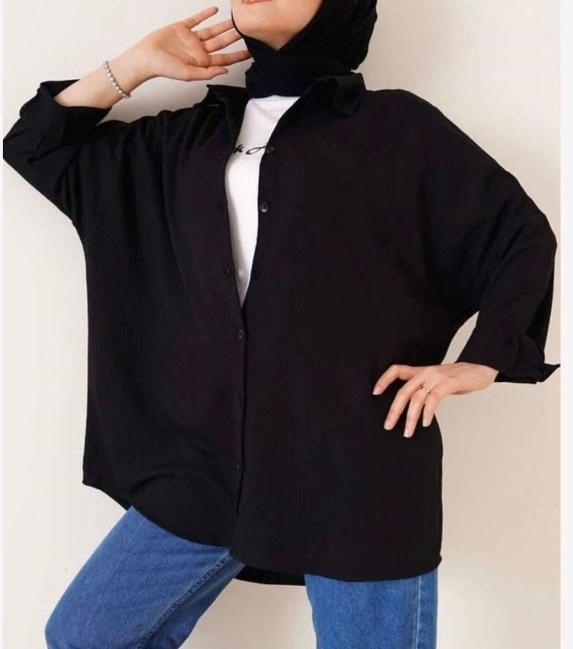 Kadın Oversize Gömlek Siyah