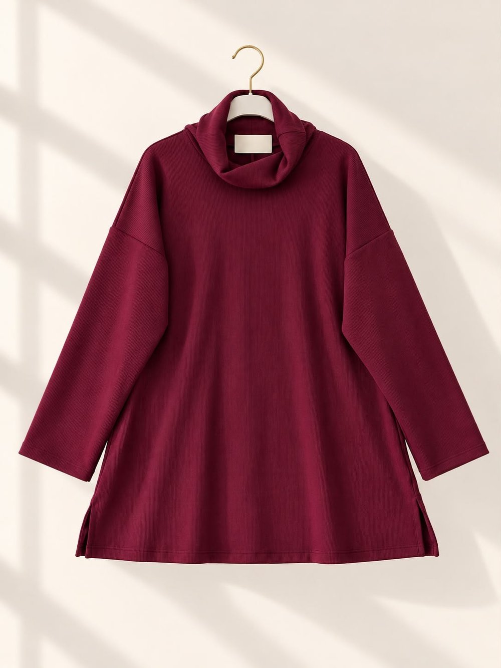 Kadın Tesettür Yumuşak Fitilli Tunik Bordo