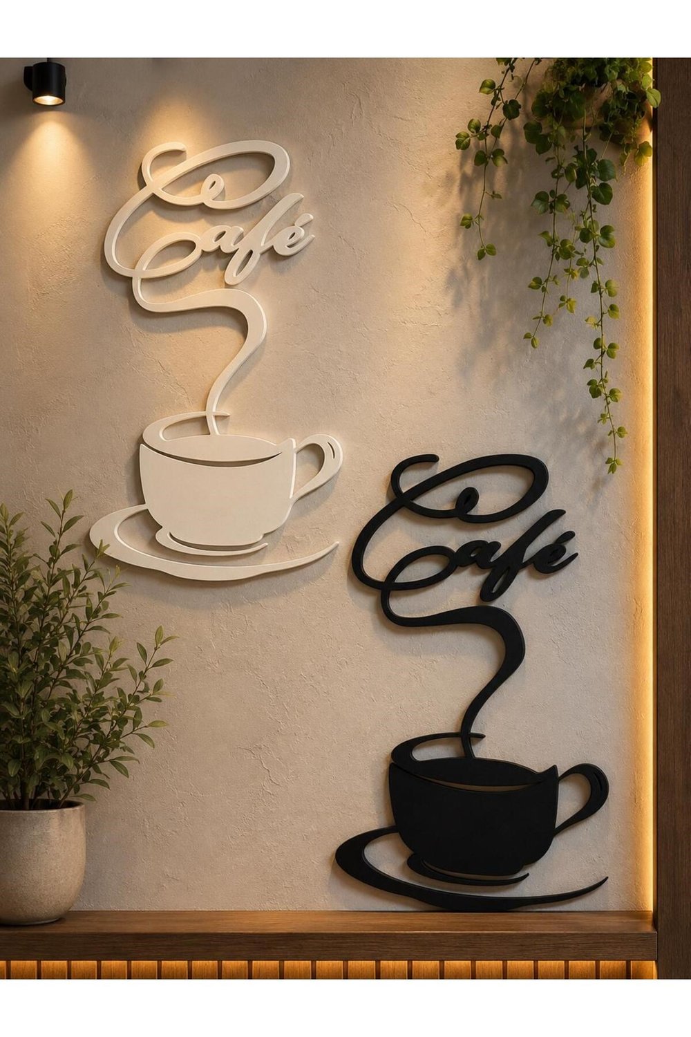 Kahve Coffee 2 Parça Duvar Süsü Dekarosyon