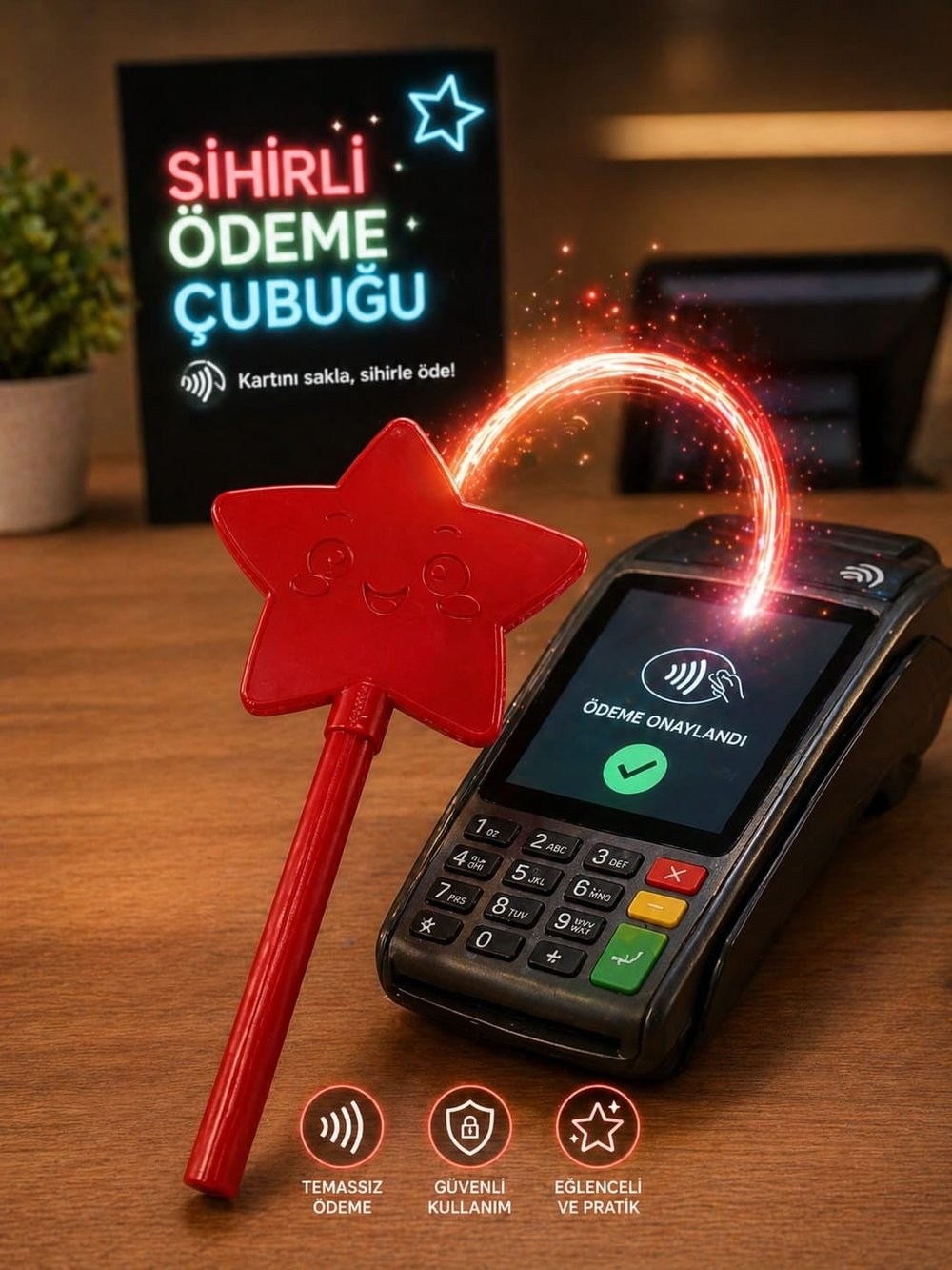 Eğlenceli Sihirli Değnek Kartlık – Kredi Kartı İçin Esprili Ödeme Aksesuarı | 2 Parça