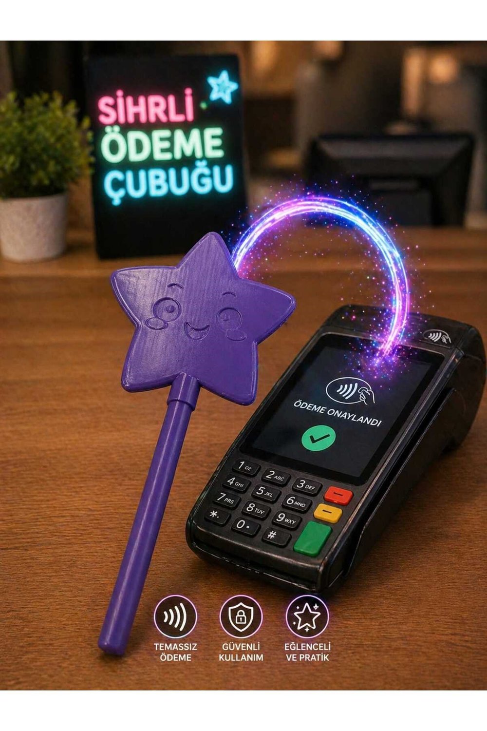 Eğlenceli Sihirli Değnek Kartlık – Kredi Kartı İçin Esprili Ödeme Aksesuarı | 2 Parça