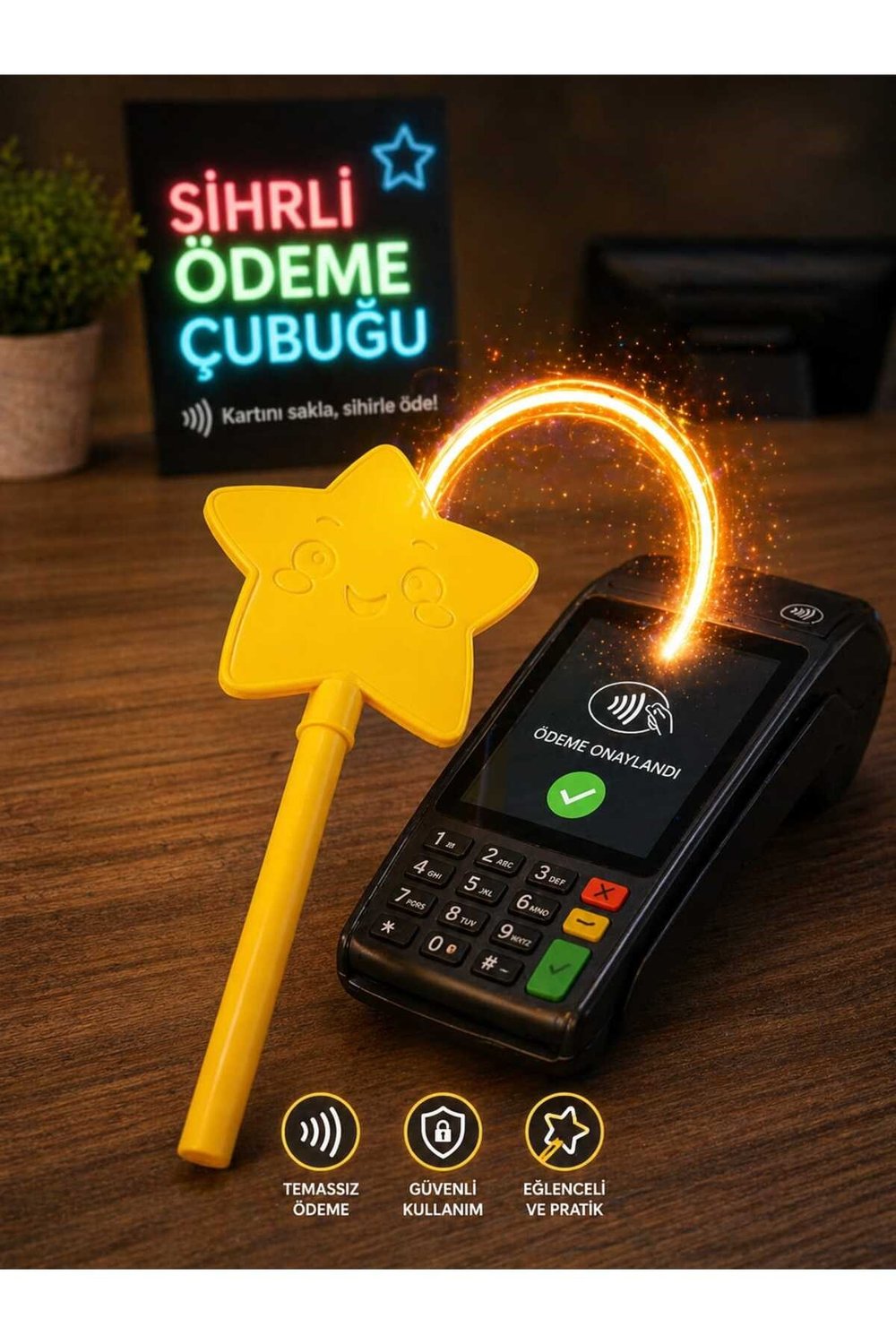 Eğlenceli Sihirli Değnek Kartlık – Kredi Kartı İçin Esprili Ödeme Aksesuarı | 2 Parça