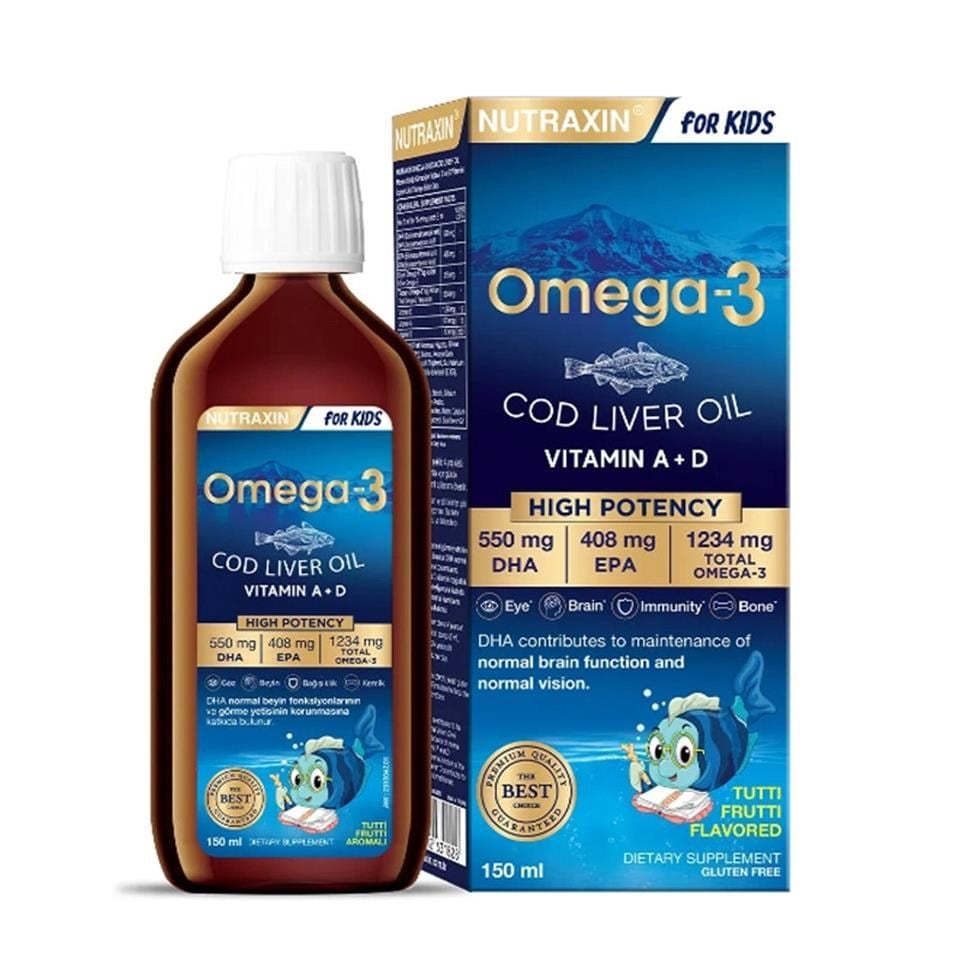 Nutraxin For Kids Omega-3 Balık Yağı Takviye Edici Gıda 150 ml