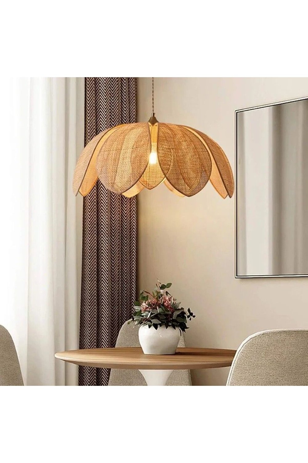 Modern Tasarım Çiçek Sarkıt Avize Rattan Boheme Salon Oturma Odası Mutfak Avizesi