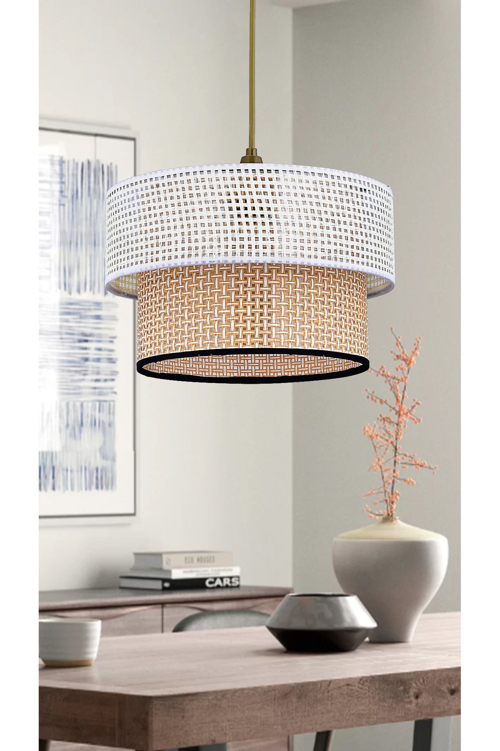 Rattan 2 Katlı Pasta Sarkıt Avize Çocuk Odası Yatak Odası Salon Mutfak Hol