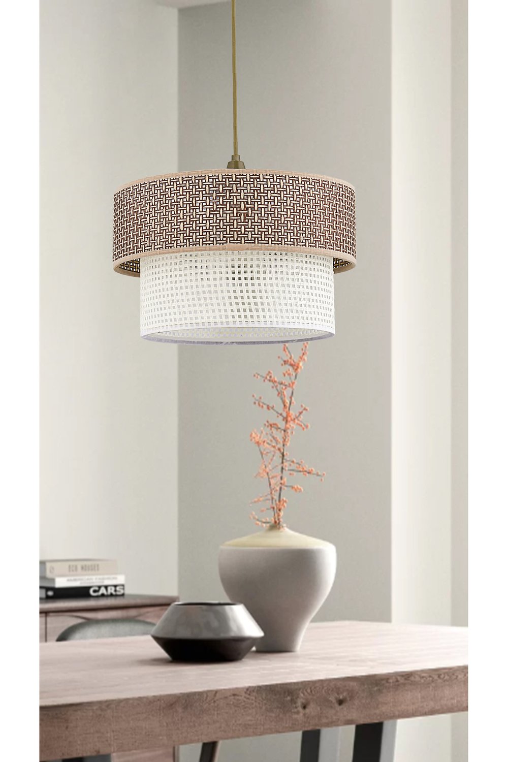 Rattan 2 Katlı Pasta Sarkıt Avize Çocuk Odası Yatak Odası Salon Mutfak Hol