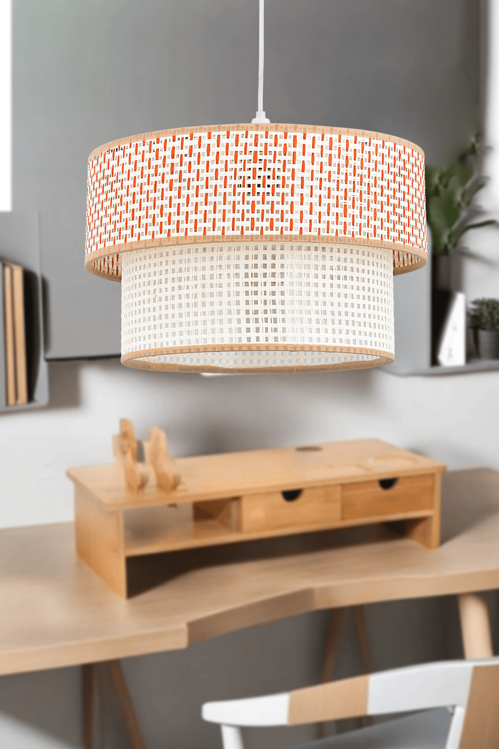 Rattan 2 Katlı Pasta Sarkıt Avize Çocuk Odası Yatak Odası Salon Mutfak Hol