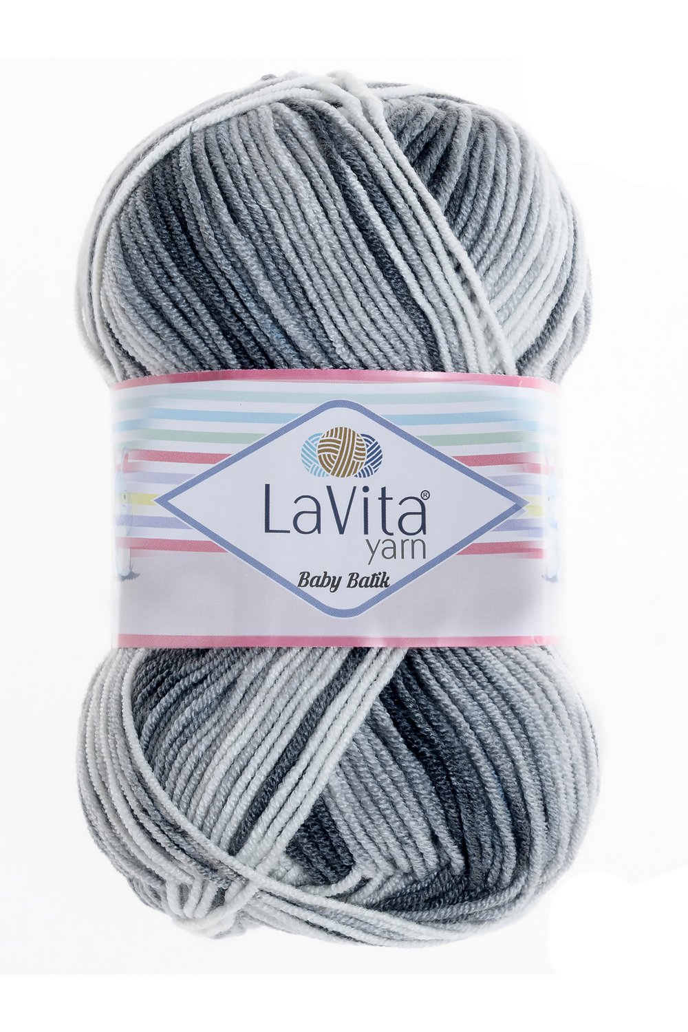 Baby Batik Çok Renkli El Örgü İpi %100 Akrilik 100gr (BY13 GRİ SİYAH)