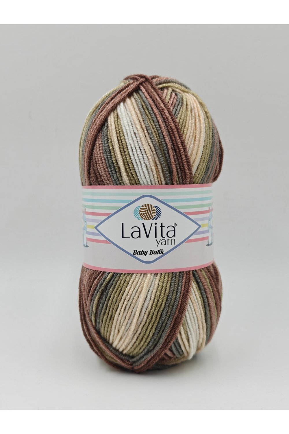 Baby Batik Çok Renkli El Örgü İpi %100 Akrilik 100gr (BY17 KAHVE BEJ)