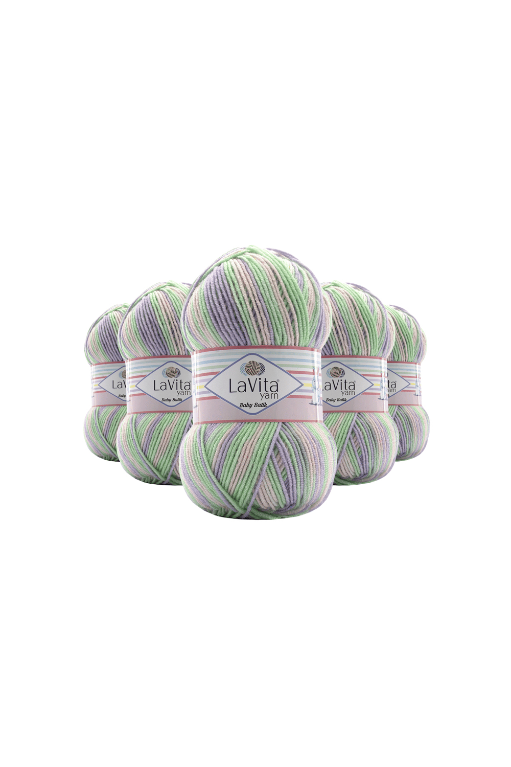 Baby Batik Çok Renkli El Örgü İpi %100 Akrilik 500gr 5 ADET (BY08 MOR YEŞİL)