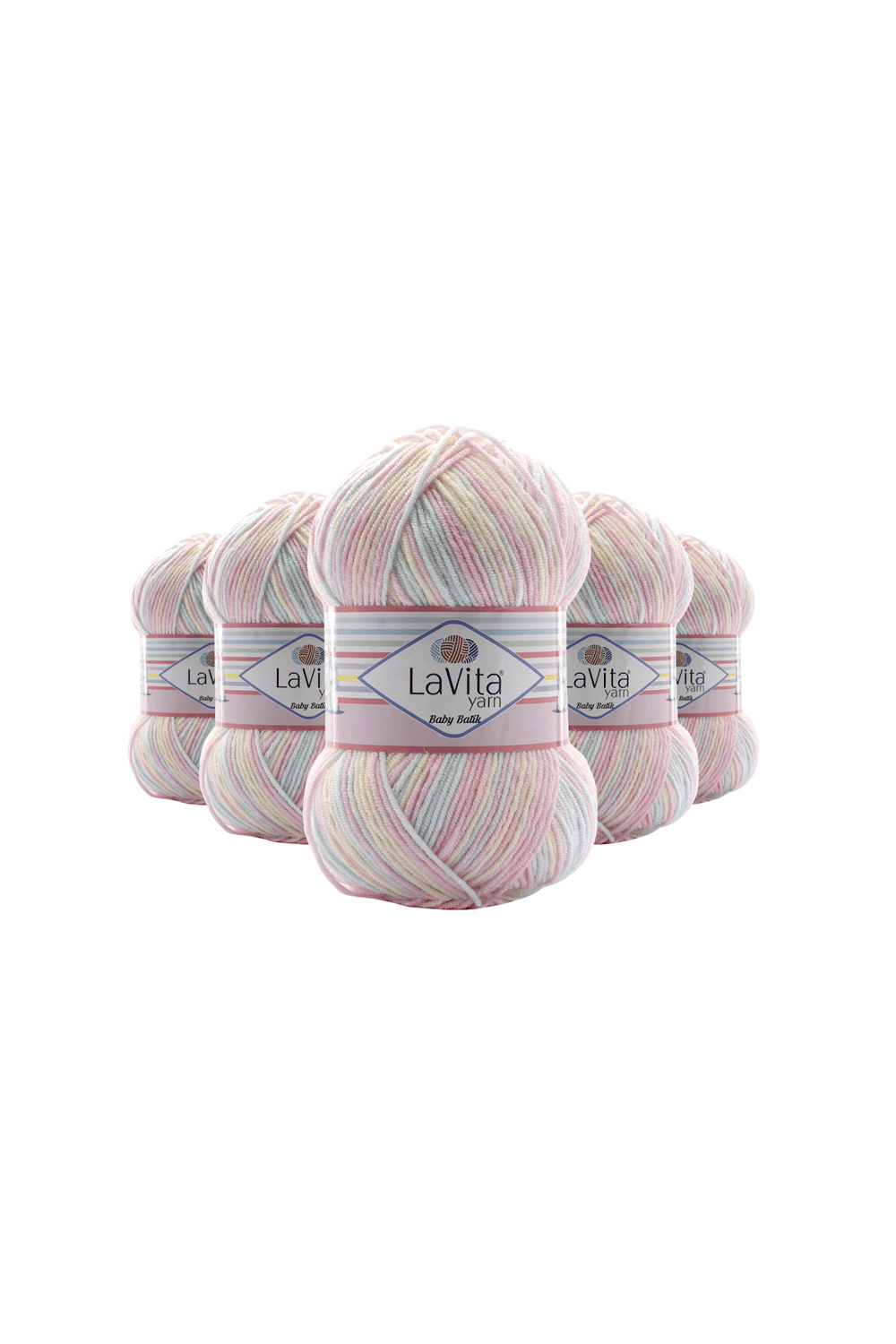 Baby Batik Çok Renkli El Örgü Ipi %100 Akrilik 500gr 5 ADET (BY07 PEMBE MAVİ)