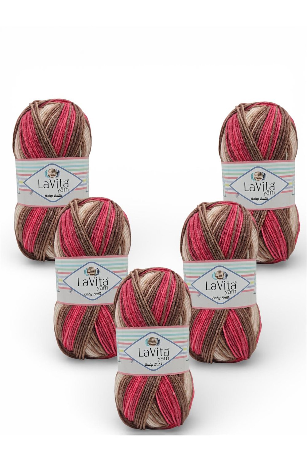 Baby Batik Çok Renkli El Örgü İpi %100 Akrilik 500gr 5 ADET (BY16 VİŞNE KAHVE)