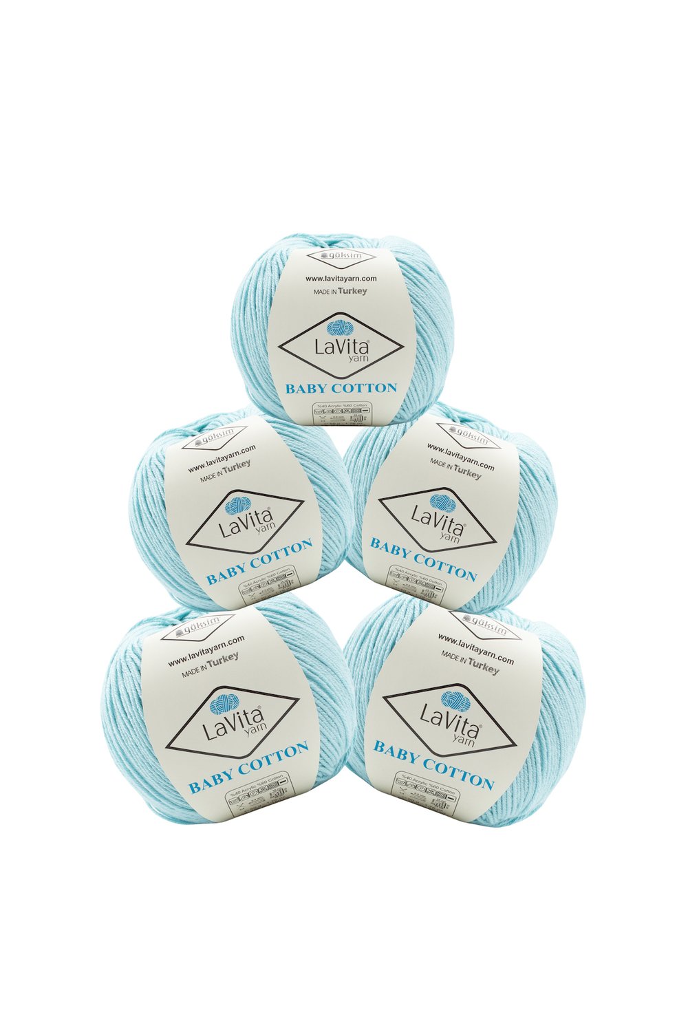 Baby Cotton Amigurumi Ve El Örgü İpi %40 Akrilik %60 Cotton 250gr 5 ADET (5002 AÇIK MAVİ)