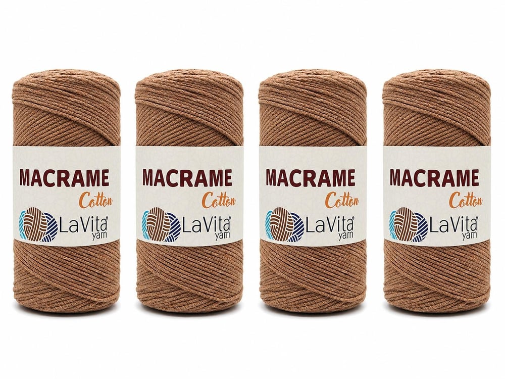 LaVita Macrame Cotton El Örgü İpi %100 Pamuk 1 KİLOGRAM 4 ADET (35 AÇIK SOĞAN)